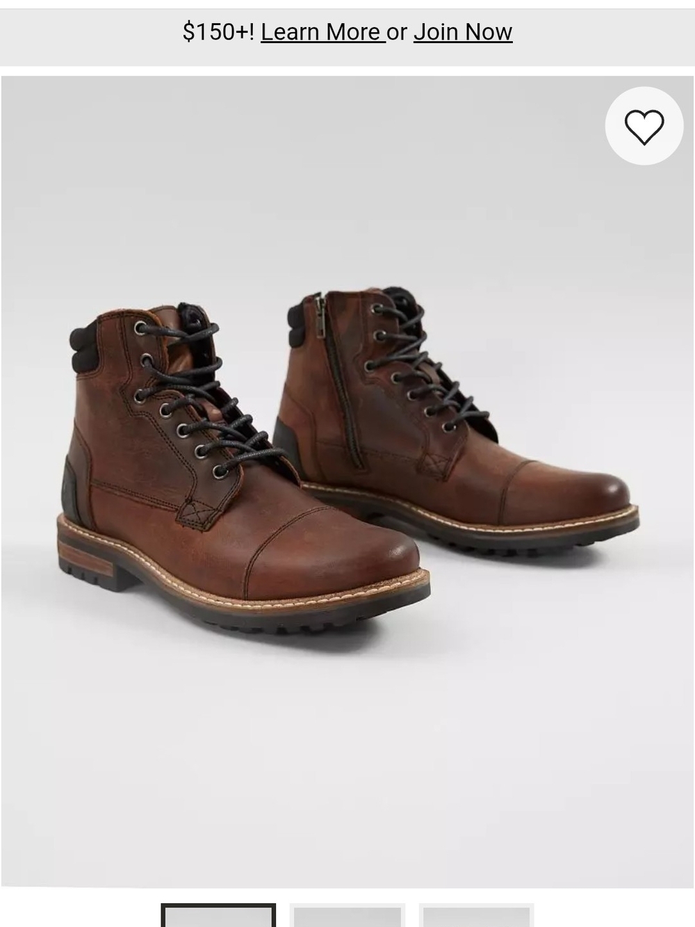 Buckle Brown Leather Lace-Up Zip-Side Work Boots
